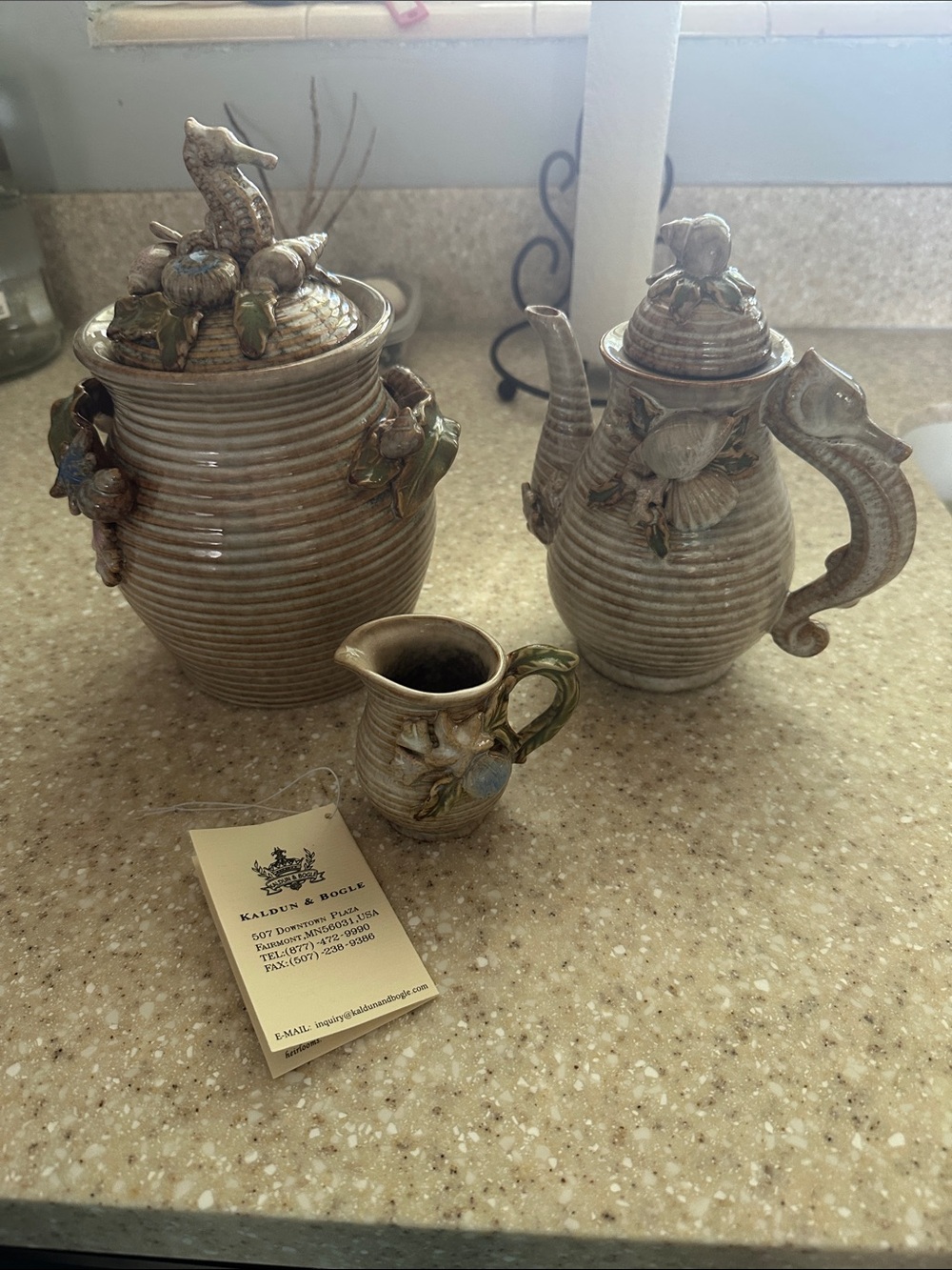 Kaldun & Bogle Artisan Ceramic Beige Tea Set with coastalAccents - Vintage Style